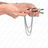 Nippelklemmen mit 3 Ketten Silber 20/23/28 cm von Kink Nipple Grip | Fesselliebe.de