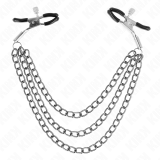 Nippelklemmen mit 3 Ketten Schwarz 20/23/28 cm von Kink Nipple Grip | Fesselliebe.de