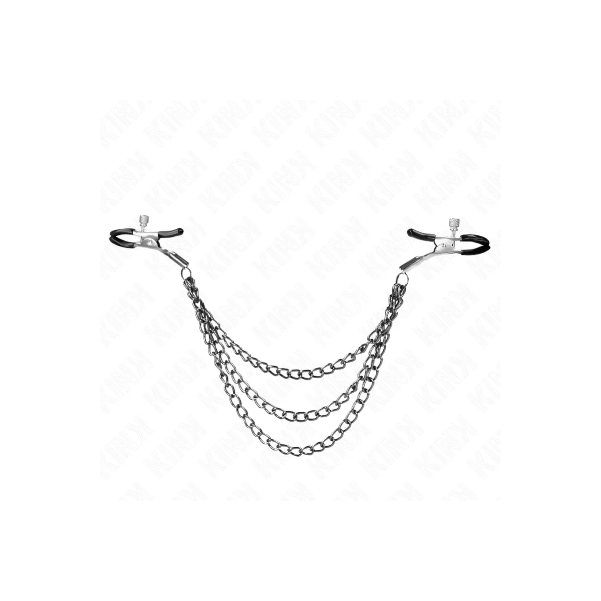 Nippelklemmen mit 3 Ketten Schwarz 20/23/28 cm von Kink Nipple Grip | Fesselliebe.de