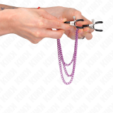 Nippelklemmen mit 3 Ketten Lila 20/23/28 cm von Kink Nipple Grip | Fesselliebe.de