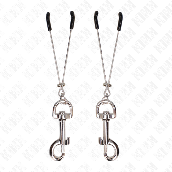 Dünne Haken-Nippelklammere Silber 7 cm von Kink Nipple Grip | Fesselliebe.de