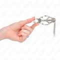 Japanische Kleeblatt-Nippelklammern mit Kleinen Ketten Silber von Kink Nipple Grip