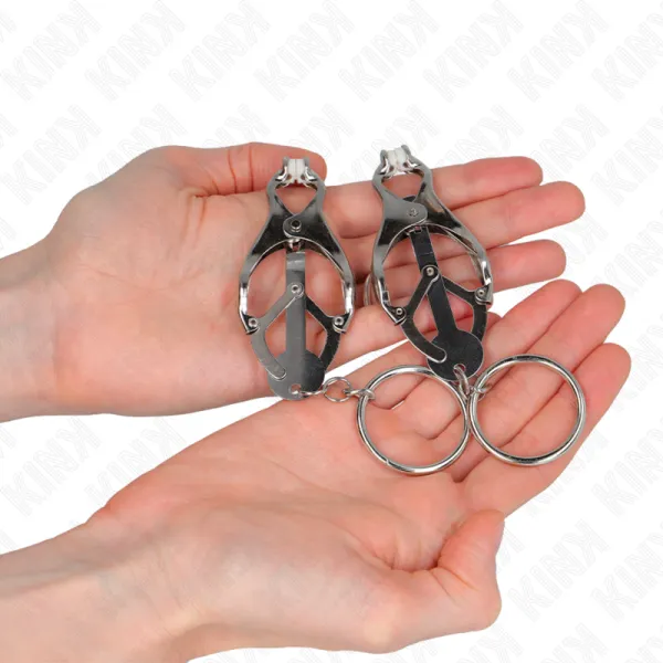 O-Ring Japanische Kleeblatt-Nippelklammern Silber von Kink Nipple Grip | Fesselliebe.de