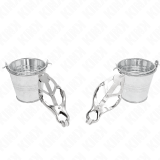 Japanische Kleeblatt-Nippelklammern mit Eimer Silber von Kink Nipple Grip | Fesselliebe.de