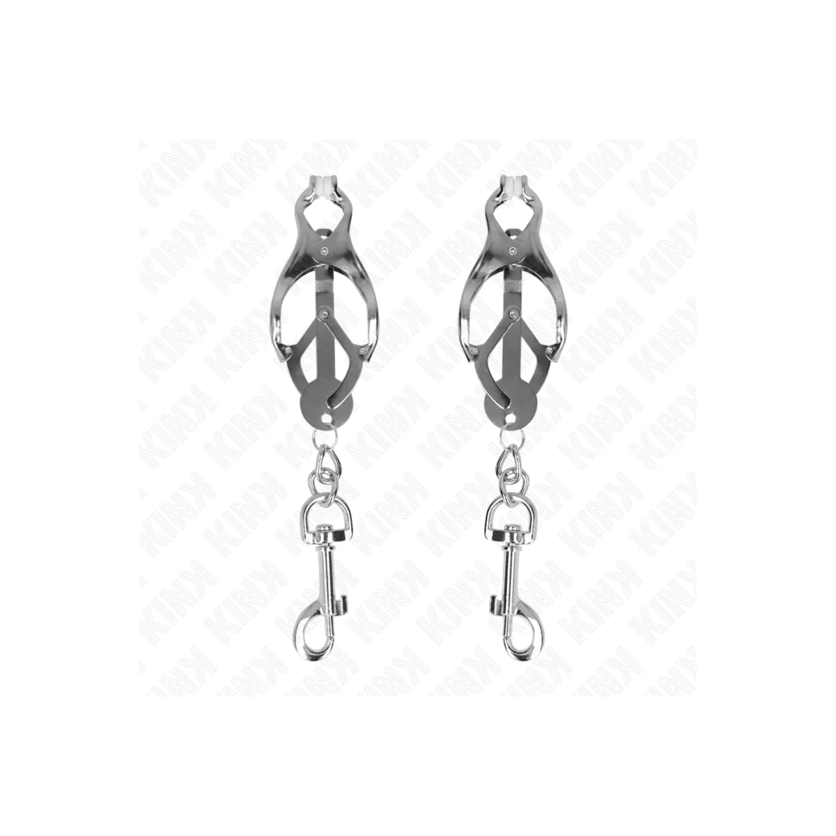 Japanische Kleeblatt-Nippelklammern mit Haken Silber von Kink Nipple Grip | Fesselliebe.de