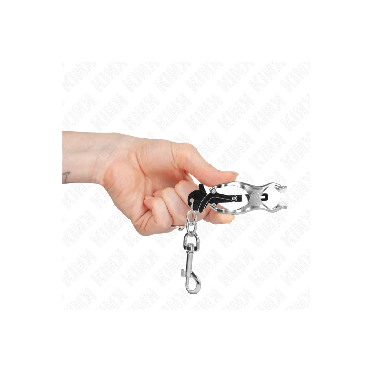 Japanische Kleeblatt-Nippelklammern mit Haken Silber von Kink Nipple Grip | Fesselliebe.de
