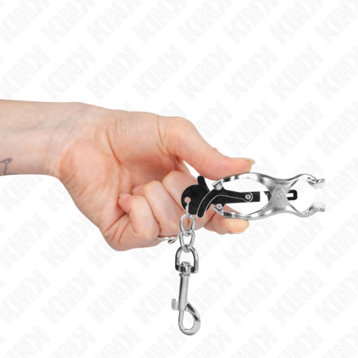 Japanische Kleeblatt-Nippelklammern mit Haken Silber von Kink Nipple Grip | Fesselliebe.de