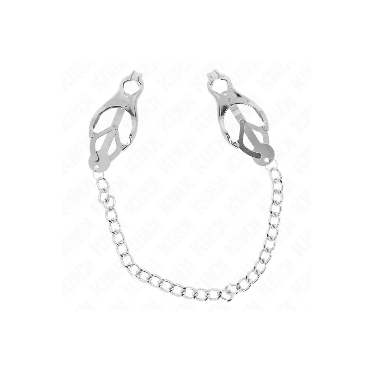 Japanische Kleeblatt-Nippelklammern mit Kette Silber 30 cm von Kink Nipple Grip | Fesselliebe.de