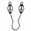 Japanische Kleeblatt-Nippelklammern mit Kette Schwarz 30 cm von Kink Nipple Grip