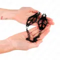 Japanische Kleeblatt-Nippelklammern mit Kette Schwarz 30 cm von Kink Nipple Grip