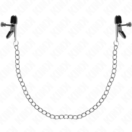 Flache Kette Nippelklemmen Silber 34 cm von Kink Nipple Grip | Fesselliebe.de