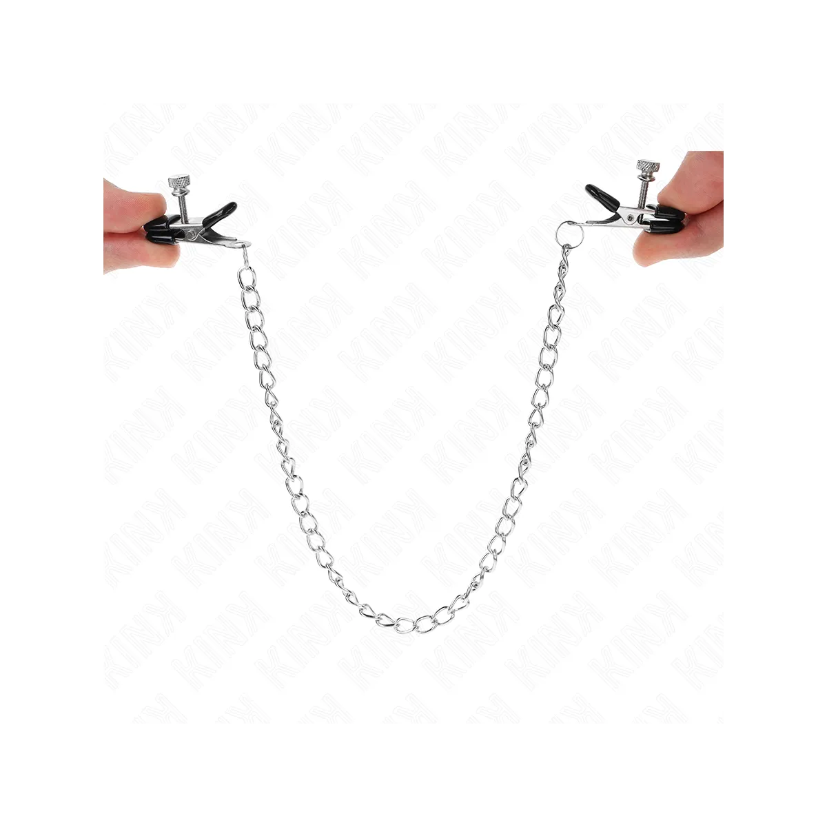 Flache Kette Nippelklemmen Silber 34 cm von Kink Nipple Grip | Fesselliebe.de