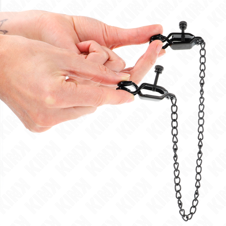 Flache Kette Nippelklemmen Schwarz 30 cm von Kink Nipple Grip | Fesselliebe.de