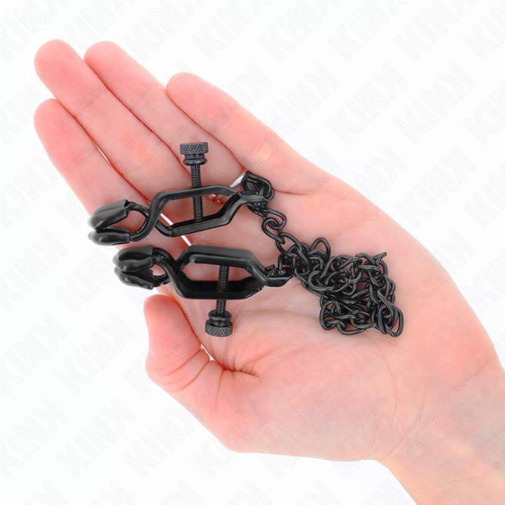 Flache Kette Nippelklemmen Schwarz 30 cm von Kink Nipple Grip | Fesselliebe.de