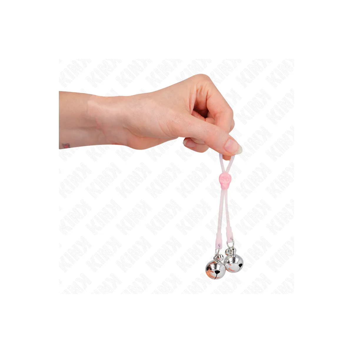 Leuchtende Totenkopf-Nippelklammern mit Ringglöckchen Verstellbar Rosa/Silber von Kink Nipple Grip | Fesselliebe.de