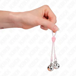 Leuchtende Totenkopf-Nippelklammern mit Ringglöckchen Verstellbar Rosa/Silber von Kink Nipple Grip