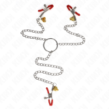 Bell 3-Fach Nippel- und Klitorisklemmen Rot mit Kette 30 cm von Kink Nipple Grip | Fesselliebe.de