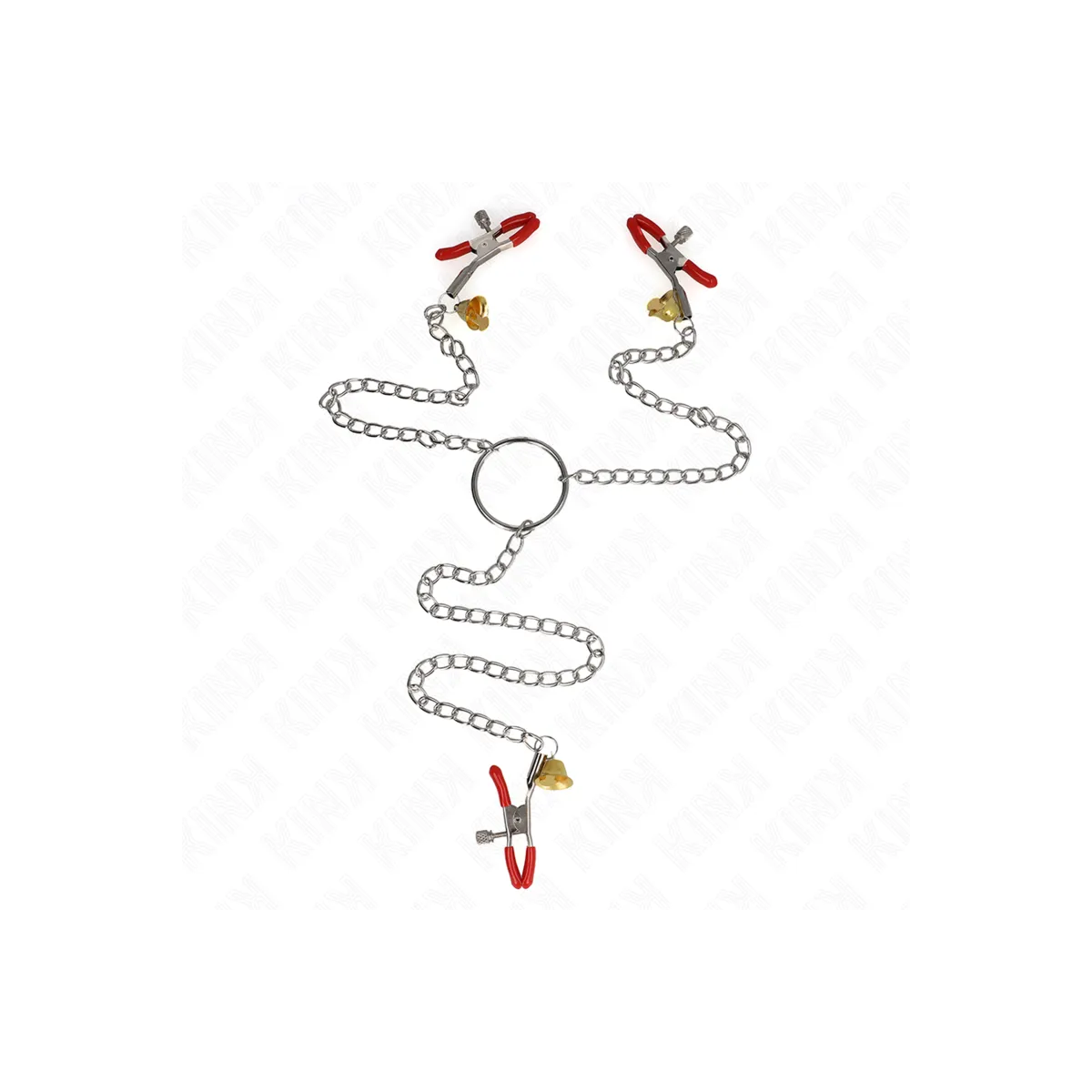 Bell 3-Fach Nippel- und Klitorisklemmen Rot mit Kette 30 cm von Kink Nipple Grip | Fesselliebe.de