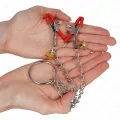 Bell 3-Fach Nippel- und Klitorisklemmen Rot mit Kette 30 cm von Kink Nipple Grip