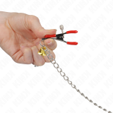 Bell 3-Fach Nippel- und Klitorisklemmen Rot mit Kette 30 cm von Kink Nipple Grip | Fesselliebe.de
