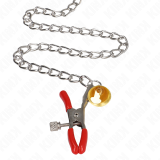 Bell 3-Fach Nippel- und Klitorisklemmen Rot mit Kette 30 cm von Kink Nipple Grip | Fesselliebe.de