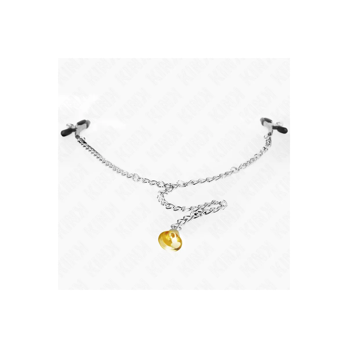 Kette Nippelklemmen mit Hornanhänger 30 cm von Kink Nipple Grip | Fesselliebe.de