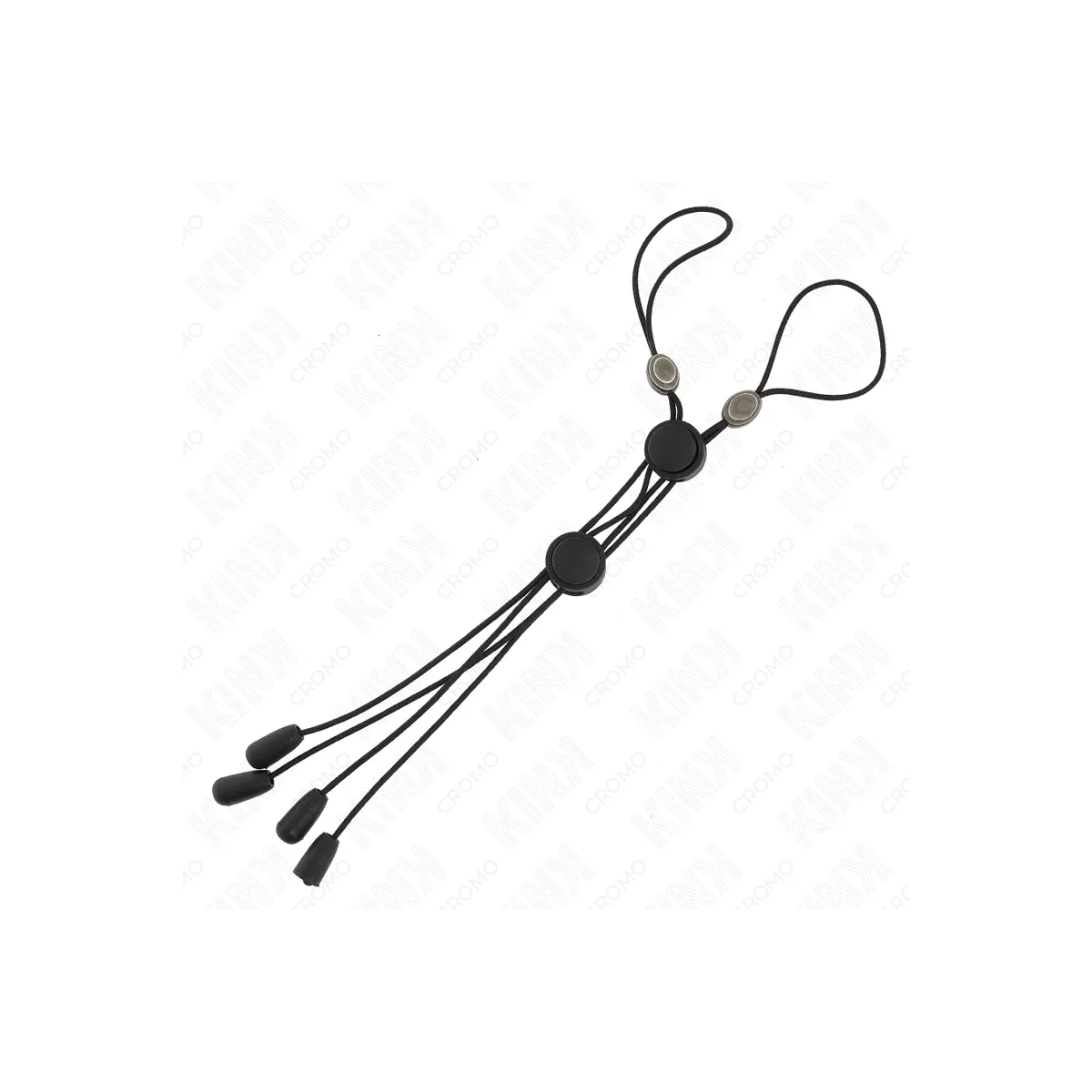 Schwarze Detail-Nippelklammern mit Schwarzem Gummiband von Kink Nipple Grip | Fesselliebe.de