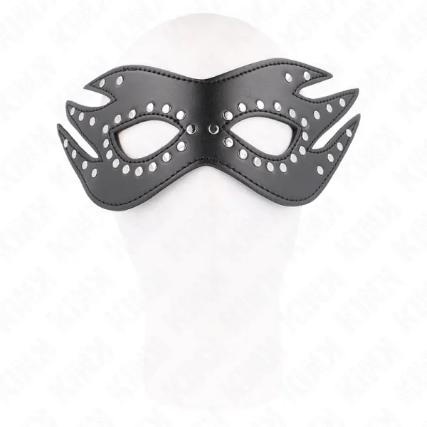 Kunstledermaske mit Nieten Modell 3 26 X 9,5 cm von Kink Masked Allure | Fesselliebe.de