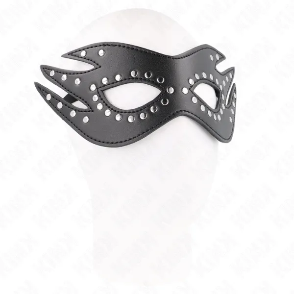 Kunstledermaske mit Nieten Modell 3 26 X 9,5 cm von Kink Masked Allure | Fesselliebe.de