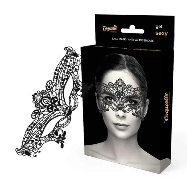 Breite Schwarze Spitzenmaske von Coquette Accessories | Fesselliebe.de