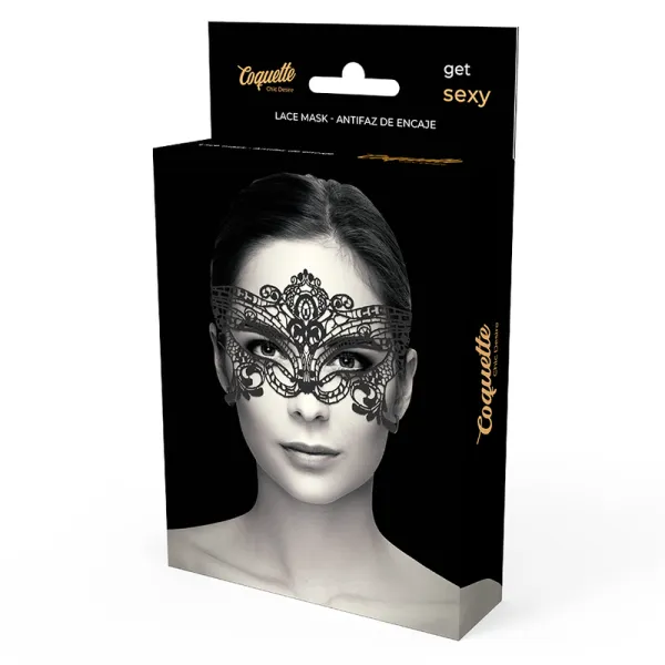 Breite Schwarze Spitzenmaske von Coquette Accessories | Fesselliebe.de