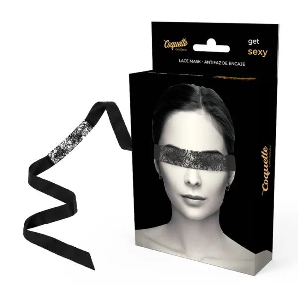 Schwarze Spitzenmaske mit Band von Coquette Accessories | Fesselliebe.de