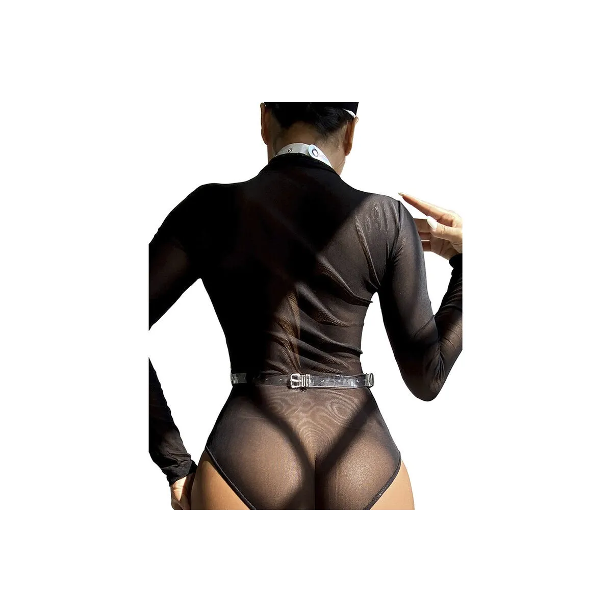 953737 Brustgurt mit Ringen und Ketten Silber eine Grösse von Subblime Fetish | Fesselliebe.de