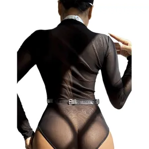 953737 Brustgurt mit Ringen und Ketten Silber eine Grösse von Subblime Fetish