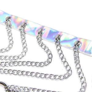 953737 Brustgurt mit Ringen und Ketten Silber eine Grösse von Subblime Fetish