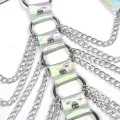 953737 Brustgurt mit Ringen und Ketten Silber eine Grösse von Subblime Fetish