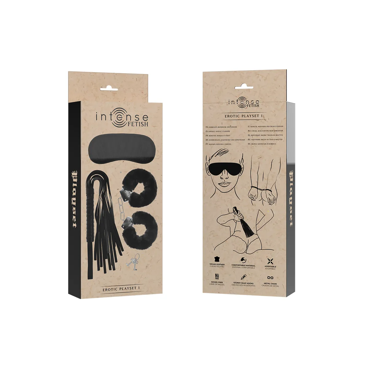 Fetish Erotikspielset 1 mit Handschellen, Blindmaske und Peitsche von Intense Fetish | Fesselliebe.de