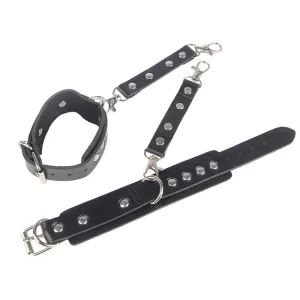 953690 Handschellen mit Bondage-Gürtel Schwarz eine Grösse von Subblime Fetish