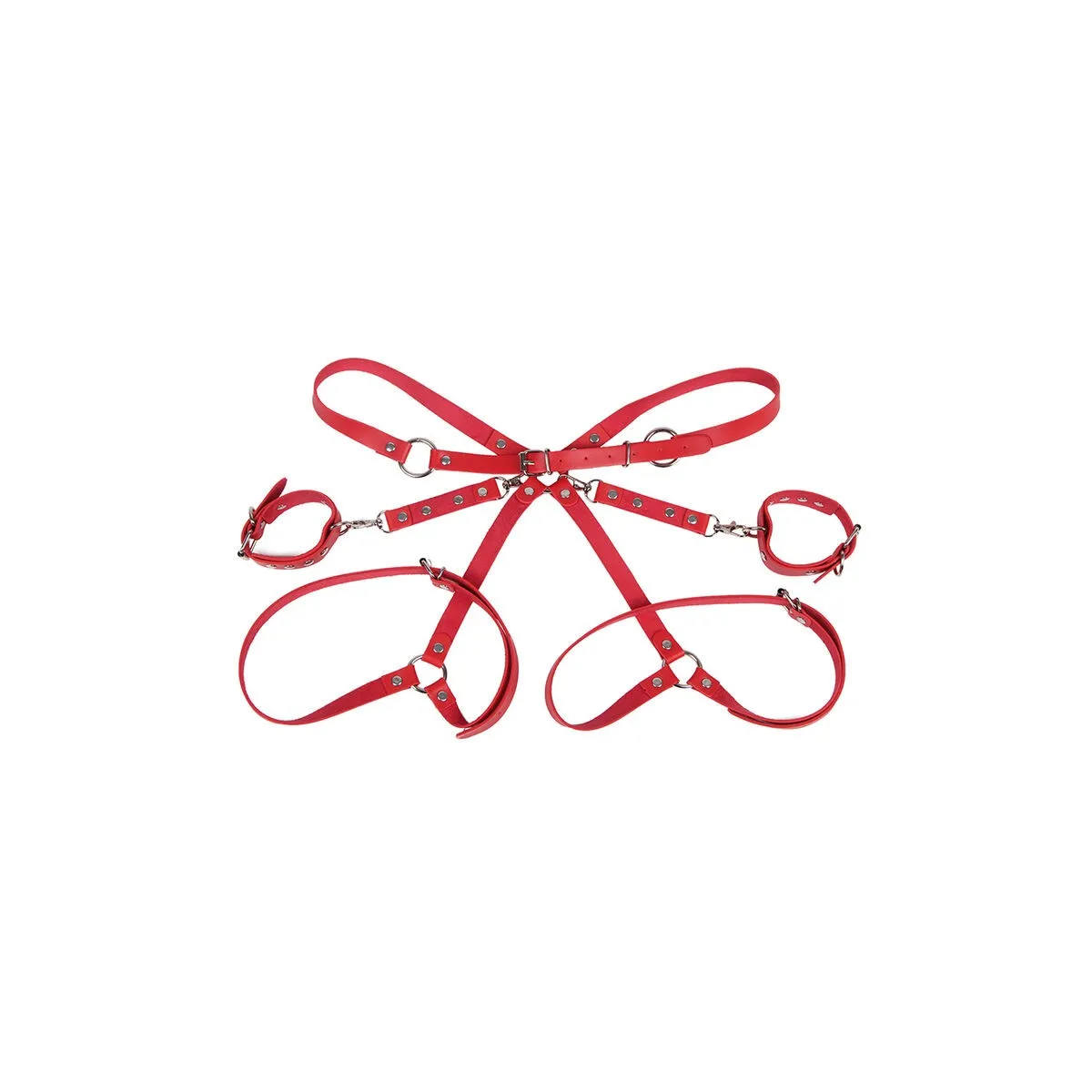 953706 Handschellen mit Bondage-Gürtel Rot eine Grösse von Subblime Fetish | Fesselliebe.de