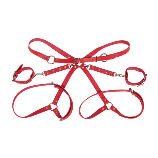953706 Handschellen mit Bondage-Gürtel Rot eine Grösse von Subblime Fetish | Fesselliebe.de