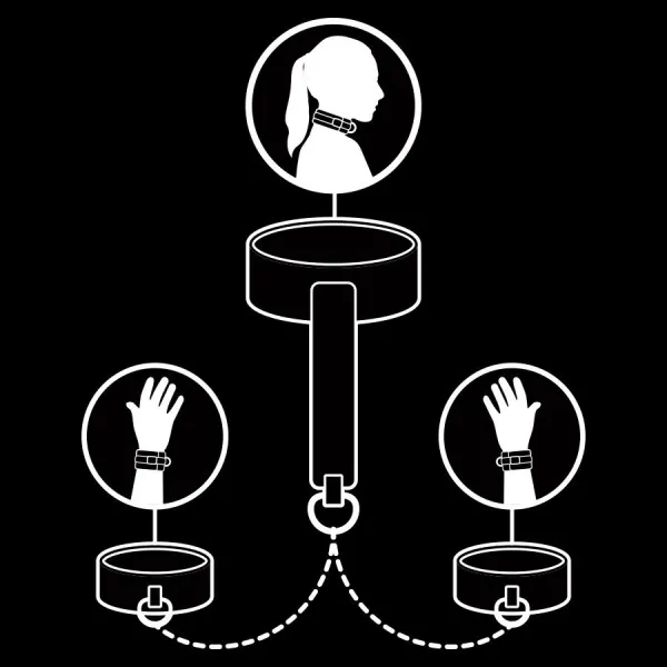 Halskette und Handschellen aus Veganem Leder mit Noprene-Futter von Fetish Submissive Bondage | Fesselliebe.de