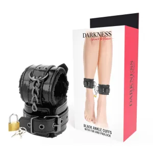 Verstellbare Handschellen aus Schwarzem Leder mit Vorhngeschloss von Darkness Bondage | Fesselliebe.de
