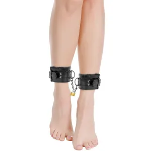 Verstellbare Handschellen aus Schwarzem Leder mit Vorhngeschloss von Darkness Bondage