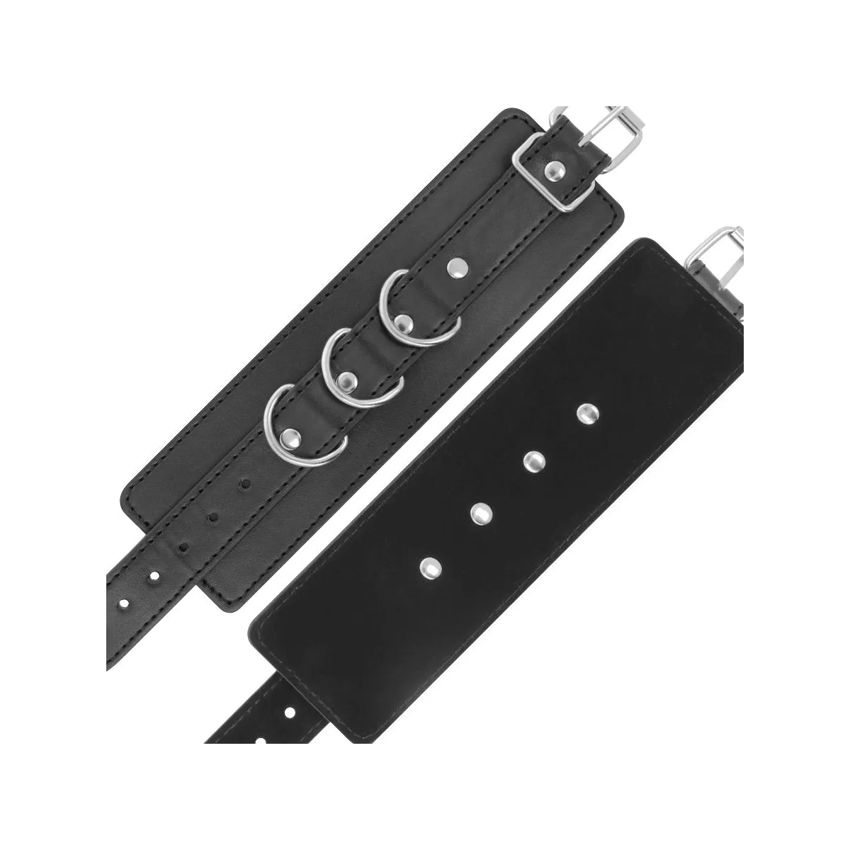 Schwarze Verstellbare Leder-Knöchel-Handschellen von Darkness Bondage | Fesselliebe.de