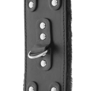 Schwarze, Verstellbare Lederhandschellen mit Futter von Darkness Bondage