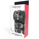 Schwarze, Verstellbare Lederhandschellen mit Futter von Darkness Bondage | Fesselliebe.de