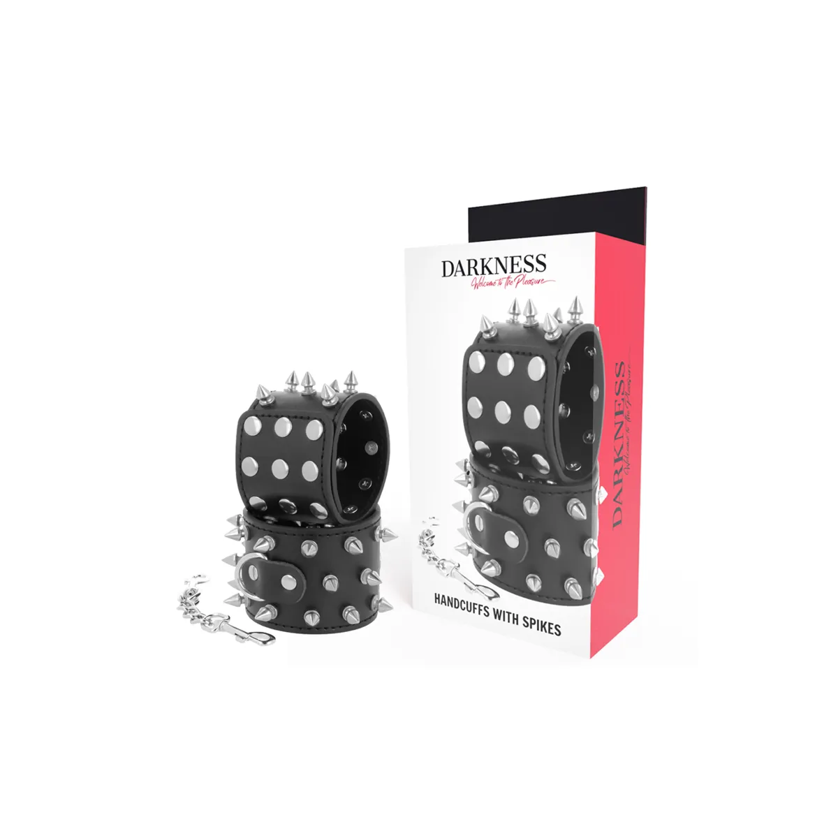 Skulls and Bones Schwarze Handschellen mit Spikes von Darkness Bondage | Fesselliebe.de