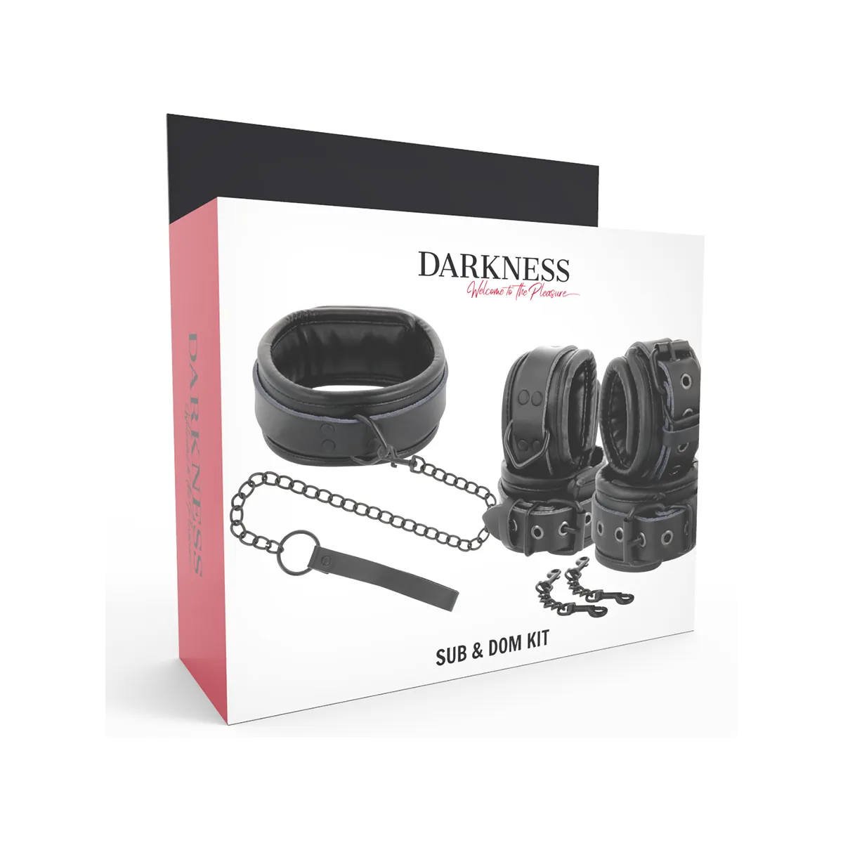 Handschellen und Kragen aus Schwarzem Leder von Darkness | Fesselliebe.de