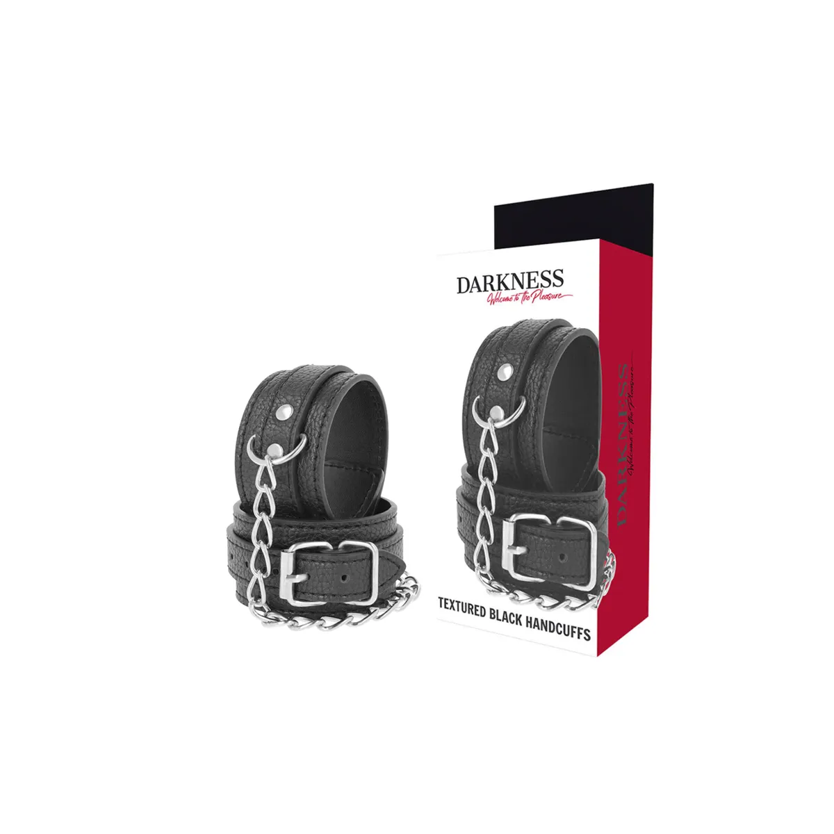 Handschellen aus Schwarzem Strukturiertem Leder von Darkness Bondage | Fesselliebe.de