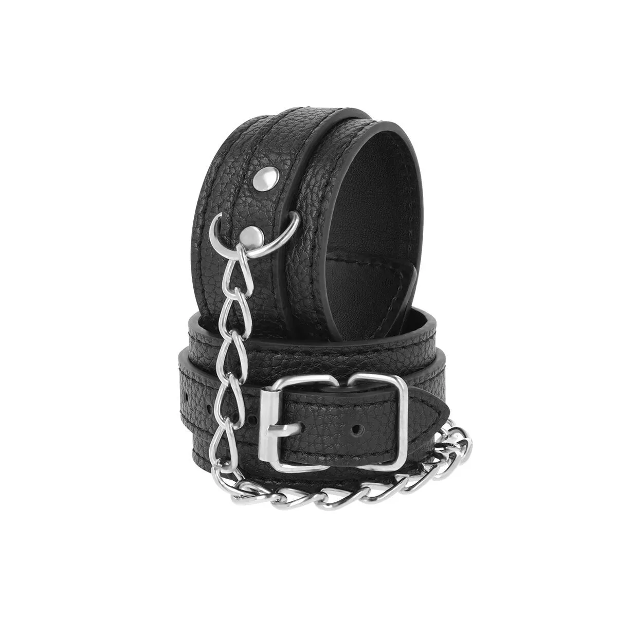Handschellen aus Schwarzem Strukturiertem Leder von Darkness Bondage | Fesselliebe.de